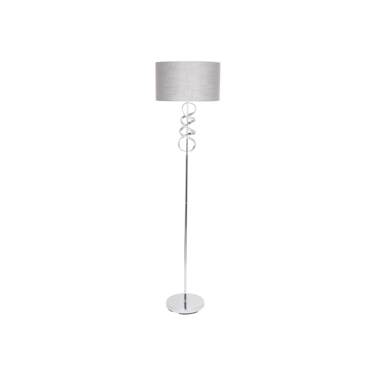 Gabriella Diamonte Twist Floor Lamp 1 Light Silver with Grey Shade