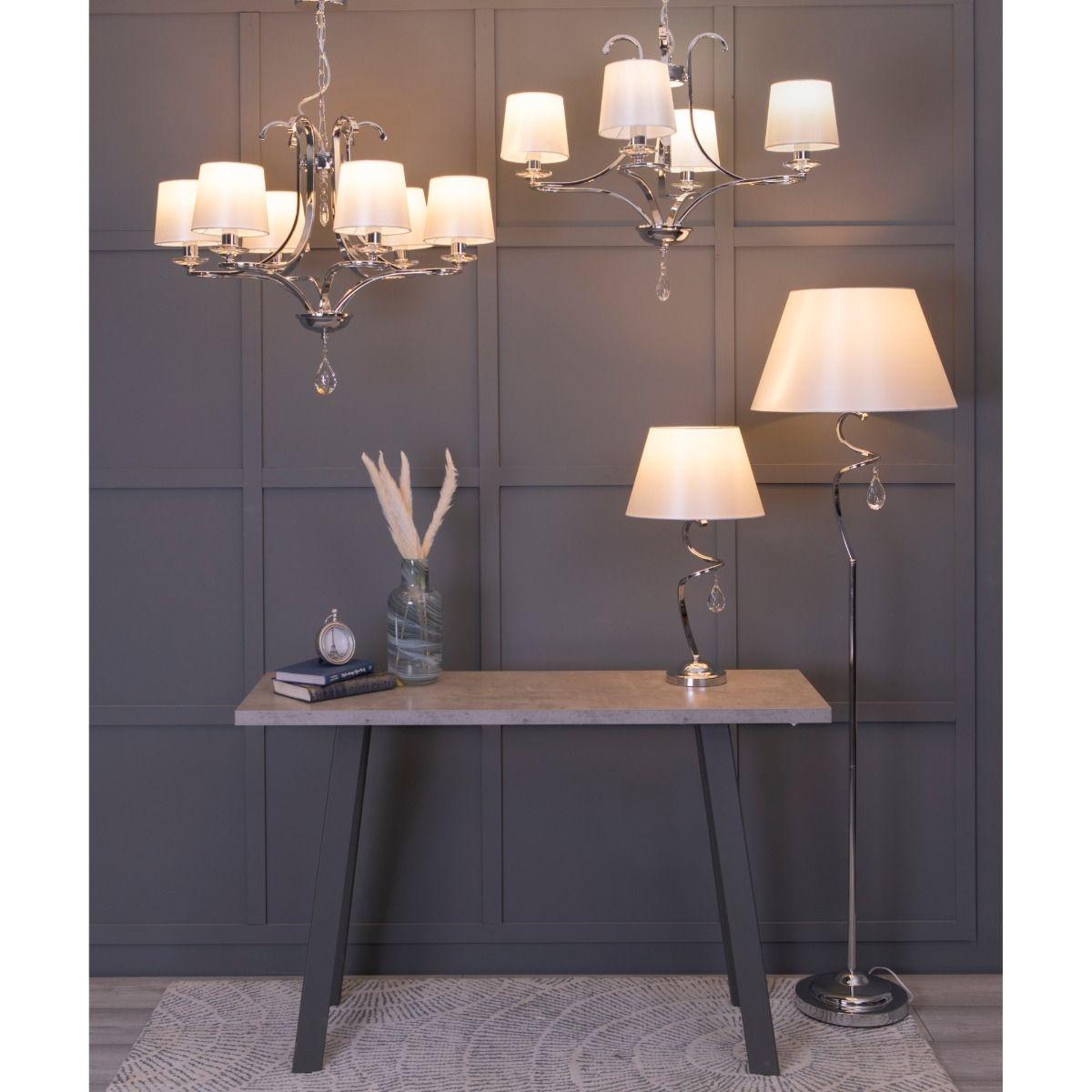 Lavin Curve Arm Floor Lamp 1 Light with Ivory Shade – image 3