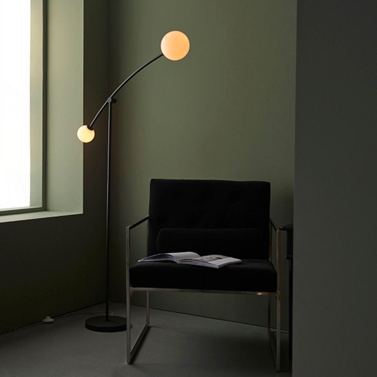 Izaro 2 Light Black and Opal Floor Lamp – image 2