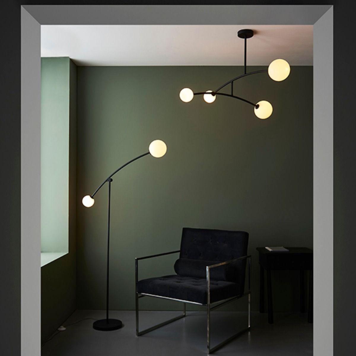 Izaro 2 Light Black and Opal Floor Lamp – image 4