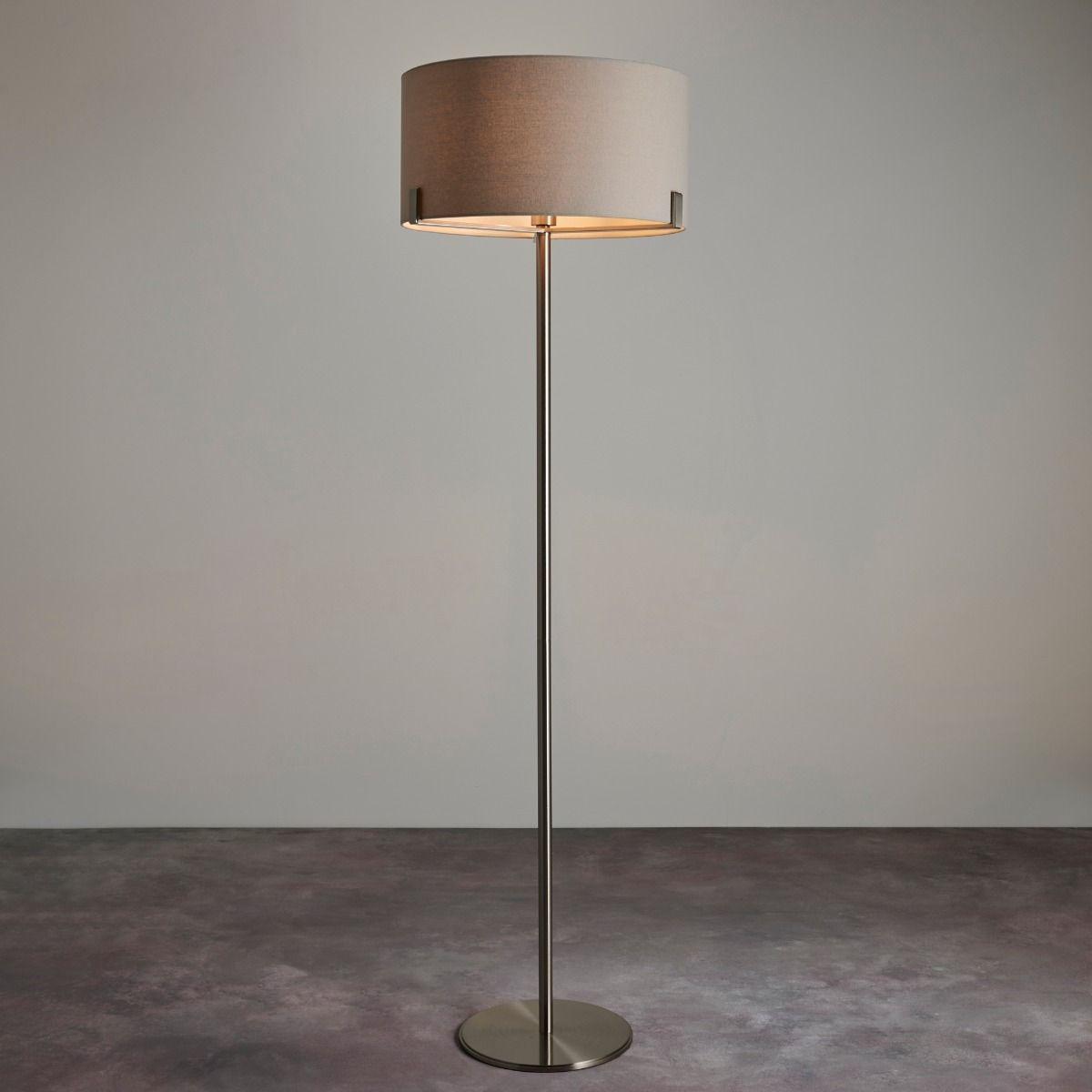 Hayfield Satin Nickel & Grey Floor Lamp – image 3