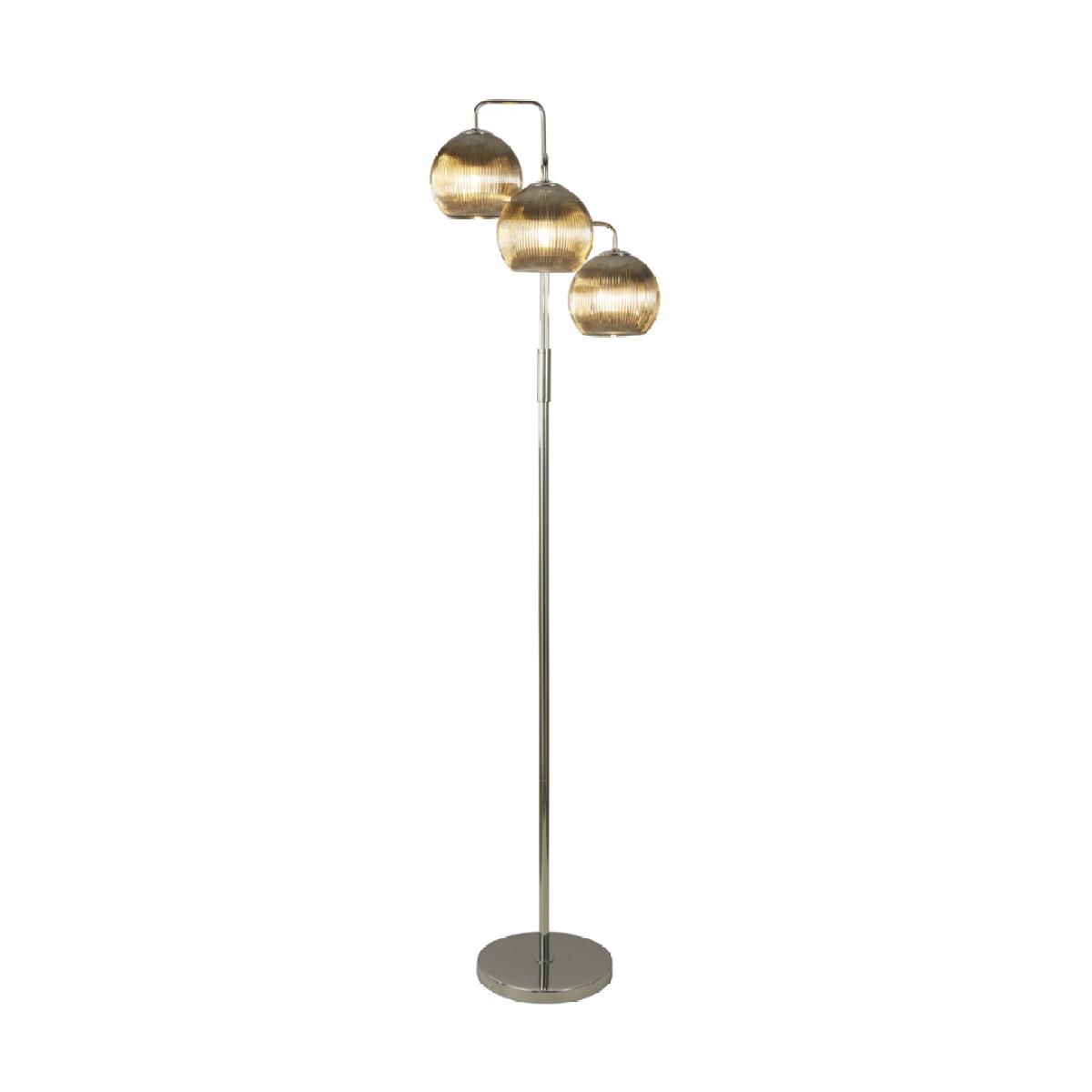 Hamblin 3 Light Chrome and Smoked Glass Floor Lamp – image 5