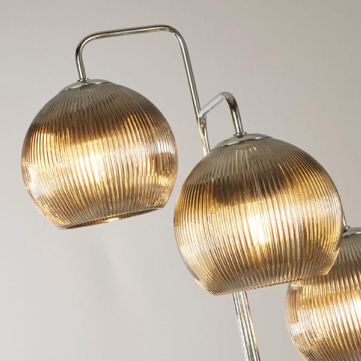 Hamblin 3 Light Chrome and Smoked Glass Floor Lamp – image 6