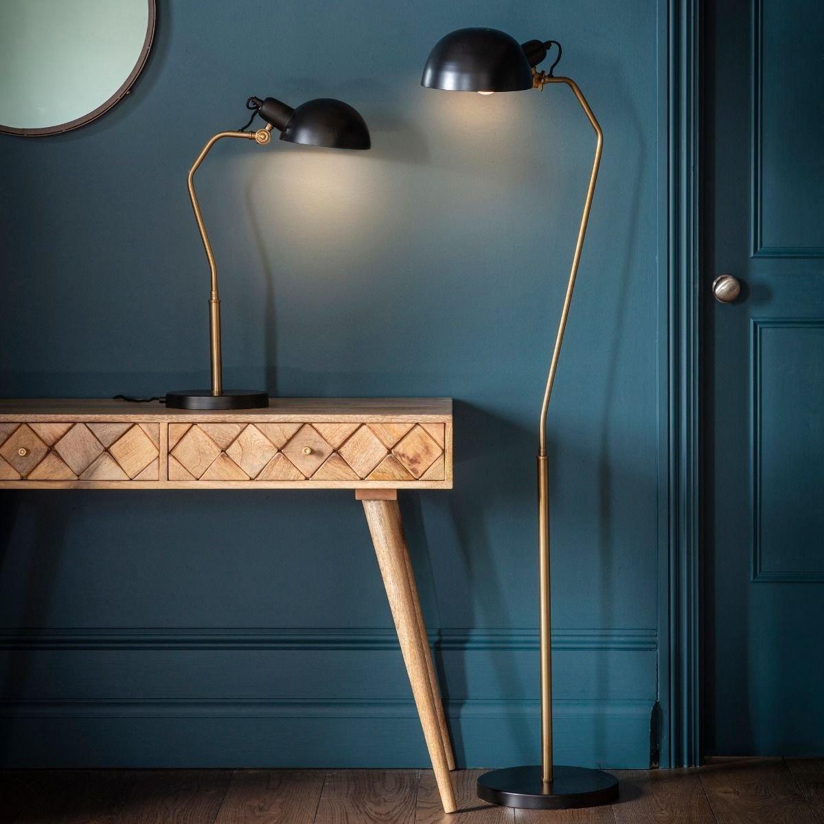 Largo Satin Brass & Black Floor Lamp – image 2