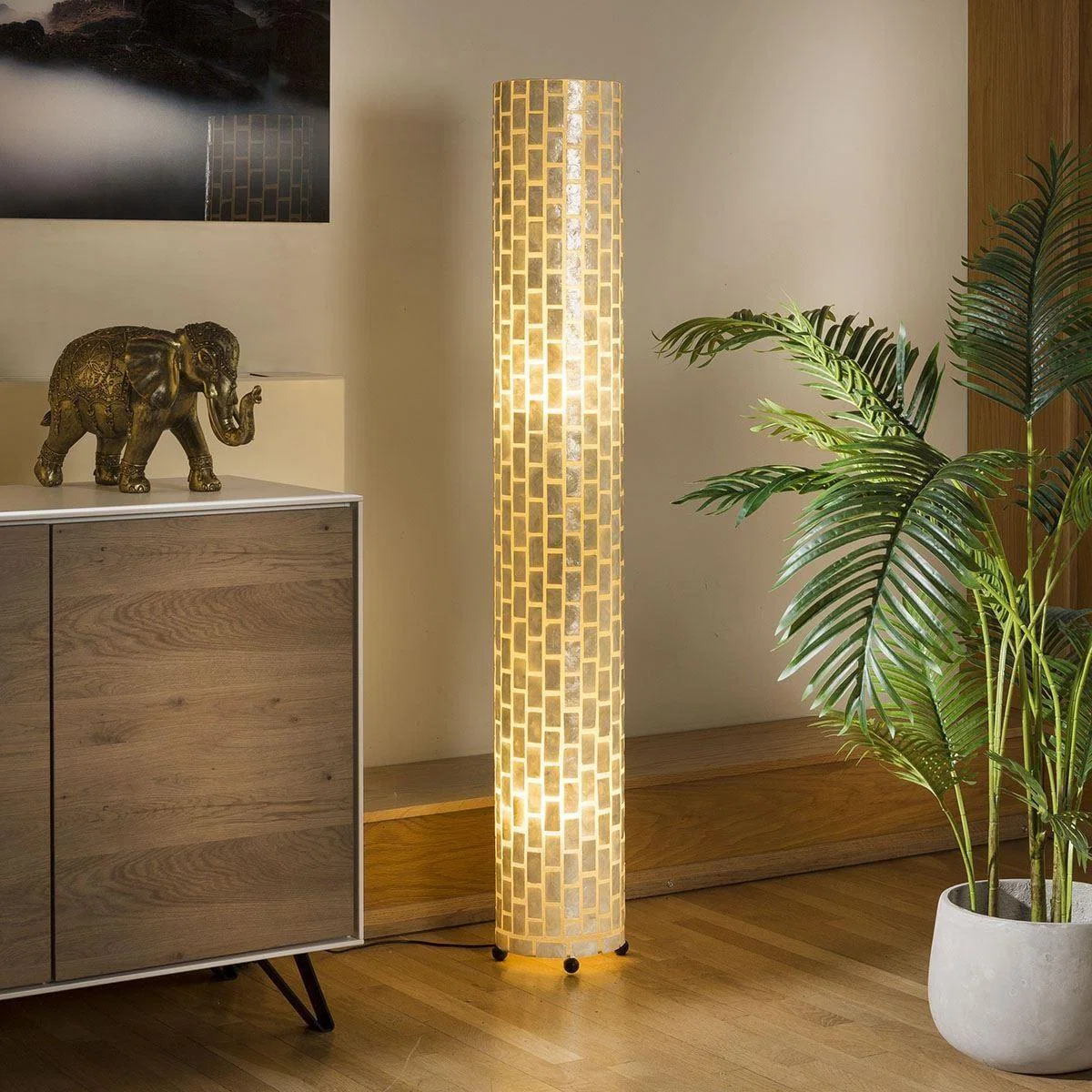Modern Tall Elegant Cylindrical Ivory Brick Floor Lamp 1500mm High – image 1