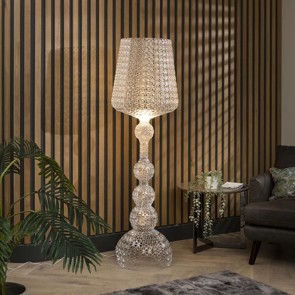 Large Clear Standing Floor Lamp - Luxury Crystal Gem Effect - Dimmable Lamp – image 1