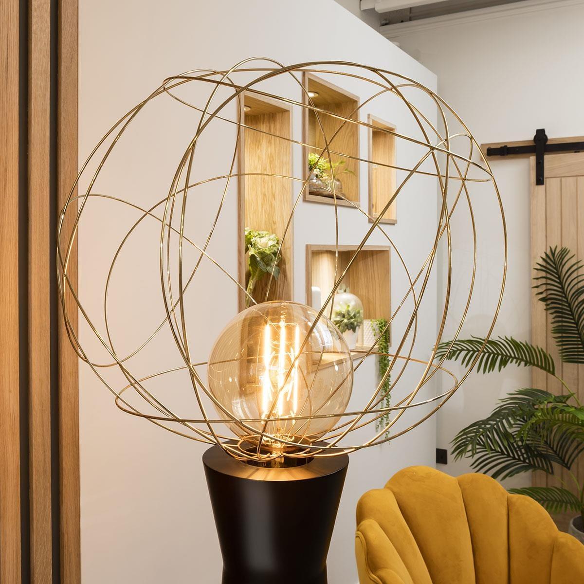 Quatropi Large Floor Lamp Gravity 175cm Black - Tall Gold Wire Frame Shade – image 2