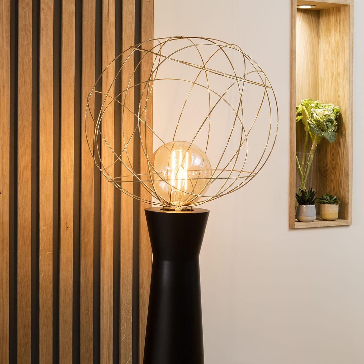 Quatropi Large Floor Lamp Gravity 175cm Black - Tall Gold Wire Frame Shade – image 3
