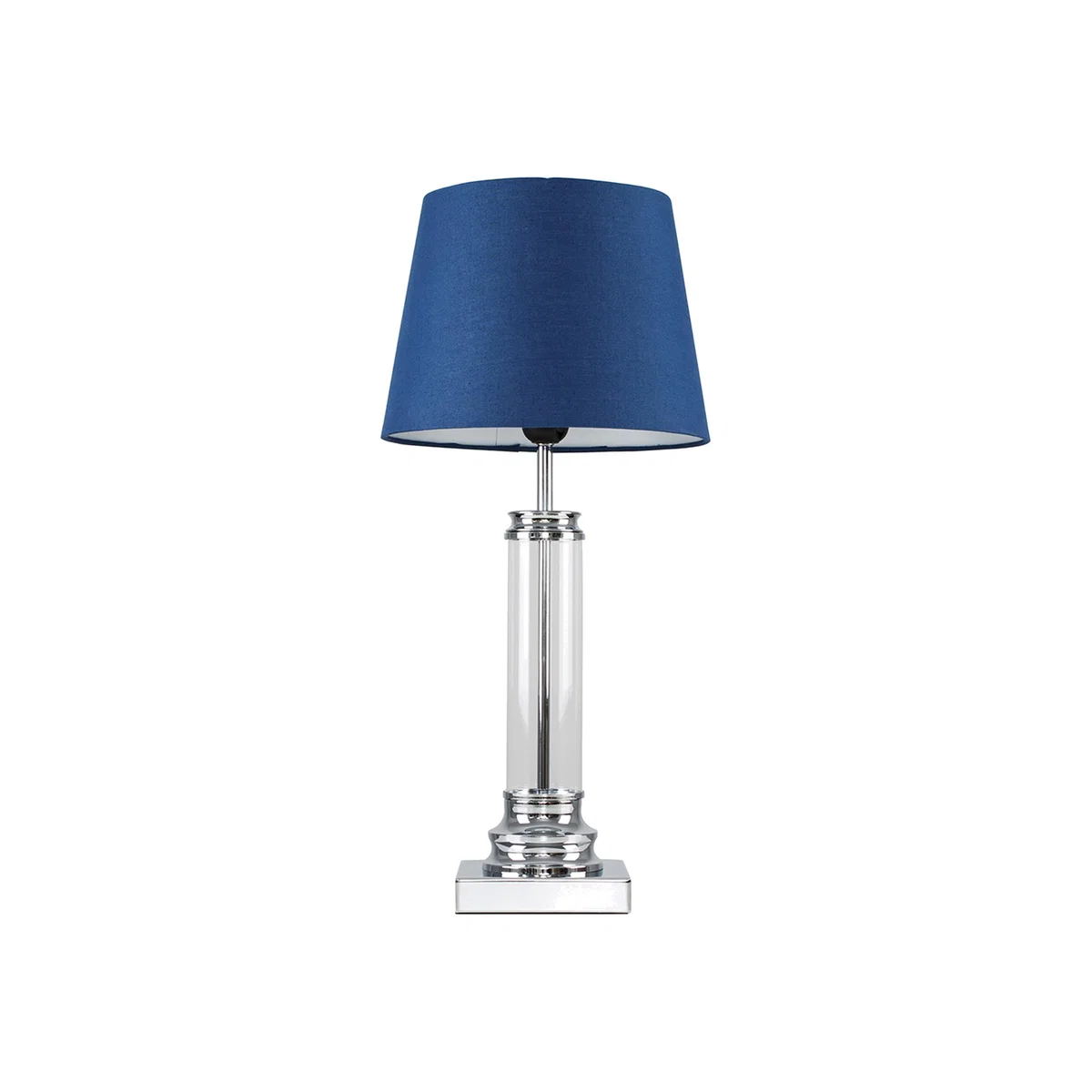 Modern Silver And Clear Glass Touch Floor Lamp With Navy Light Shade - Silver – image 1