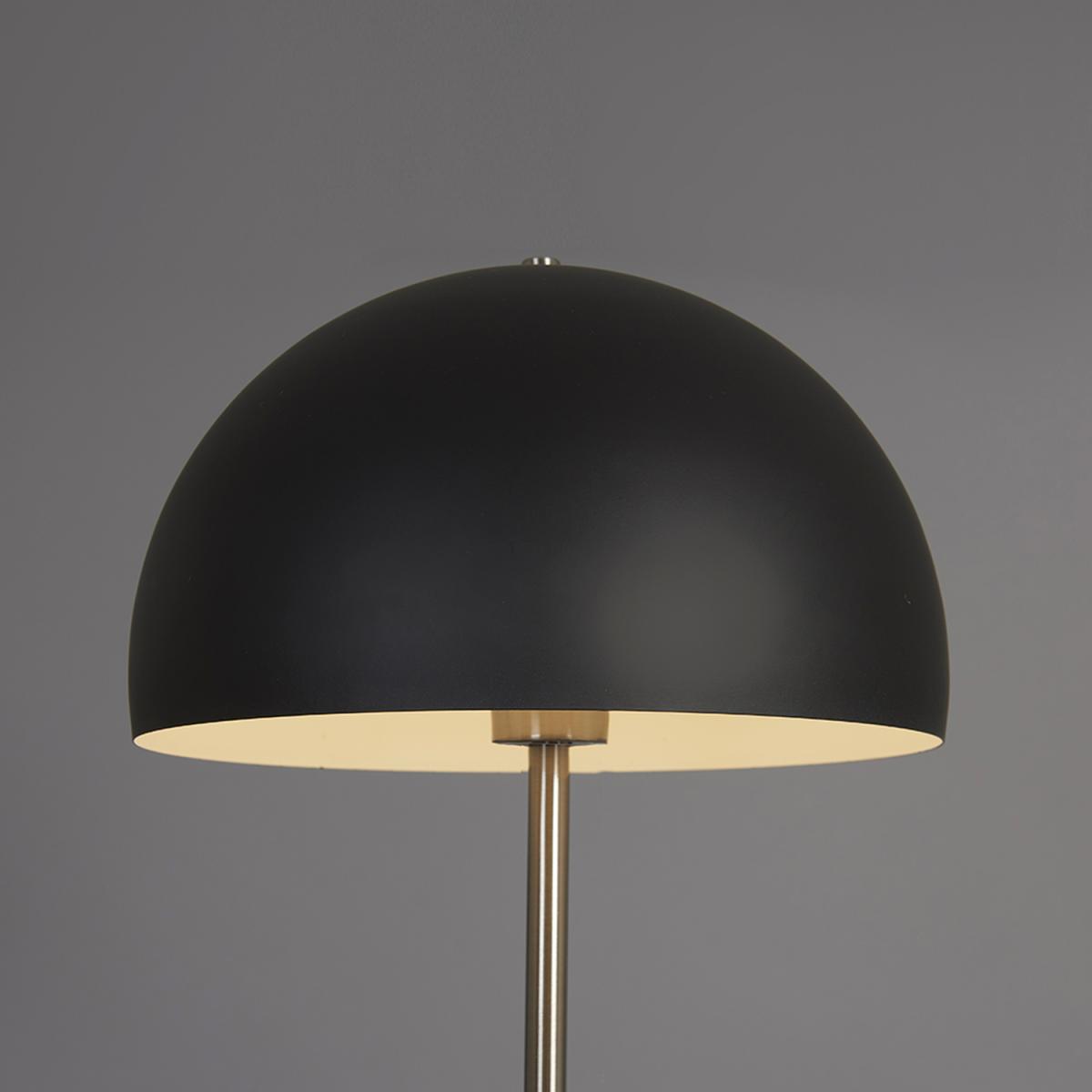 Contemporary Satin Nickel And Matt Black Dome Floor Lamp - Brushed Chrome – image 3