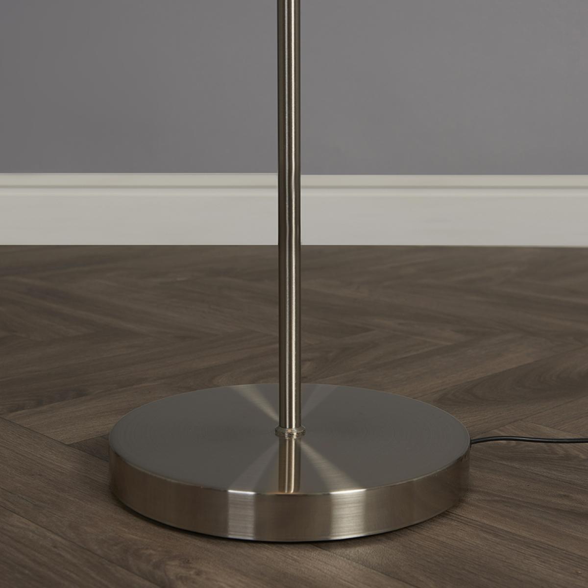 Contemporary Satin Nickel And Matt Black Dome Floor Lamp - Brushed Chrome – image 4
