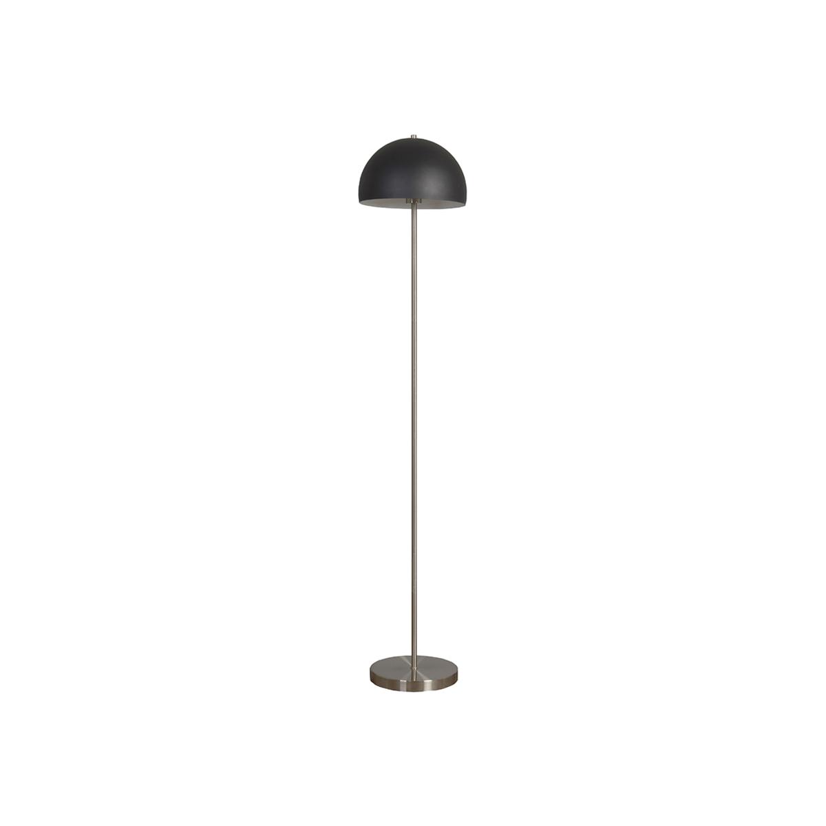 Contemporary Satin Nickel And Matt Black Dome Floor Lamp - Brushed Chrome – image 1