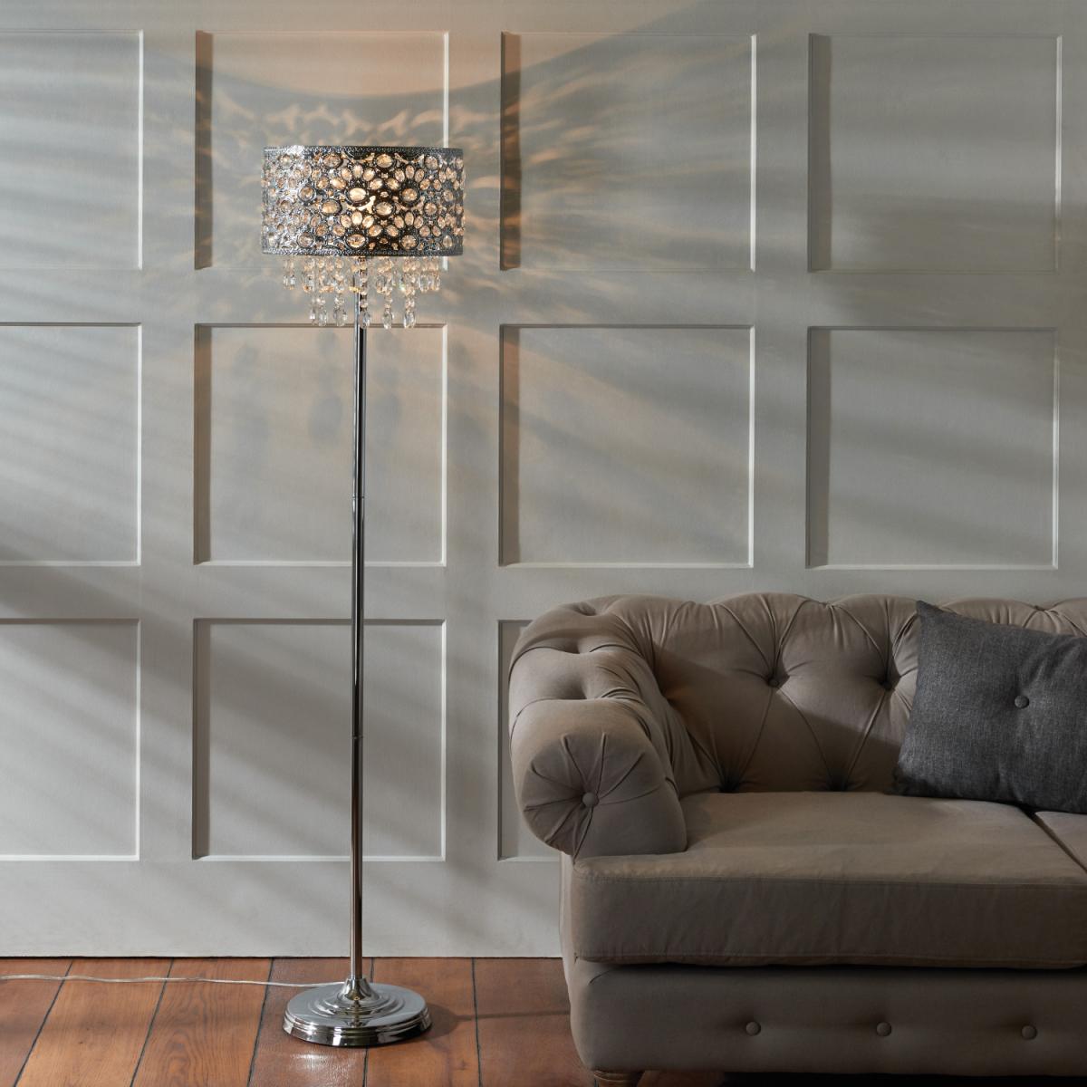 Cross Droplet Crystal Floor Lamp - Silver – image 3