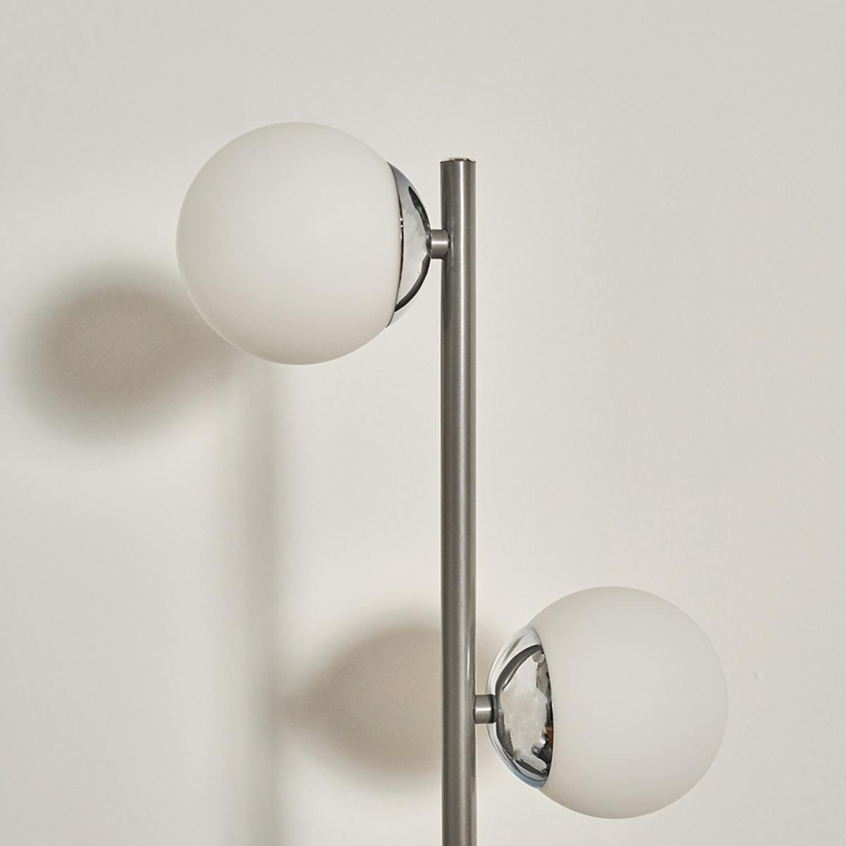 3 Way Single Stem Grey And Silver Chrome Standing Floor Lamp With Glass Shades - Grey – image 2