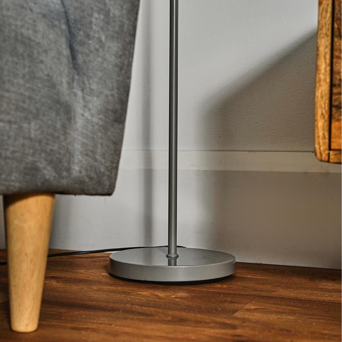 3 Way Single Stem Grey And Silver Chrome Standing Floor Lamp With Glass Shades - Grey – image 3