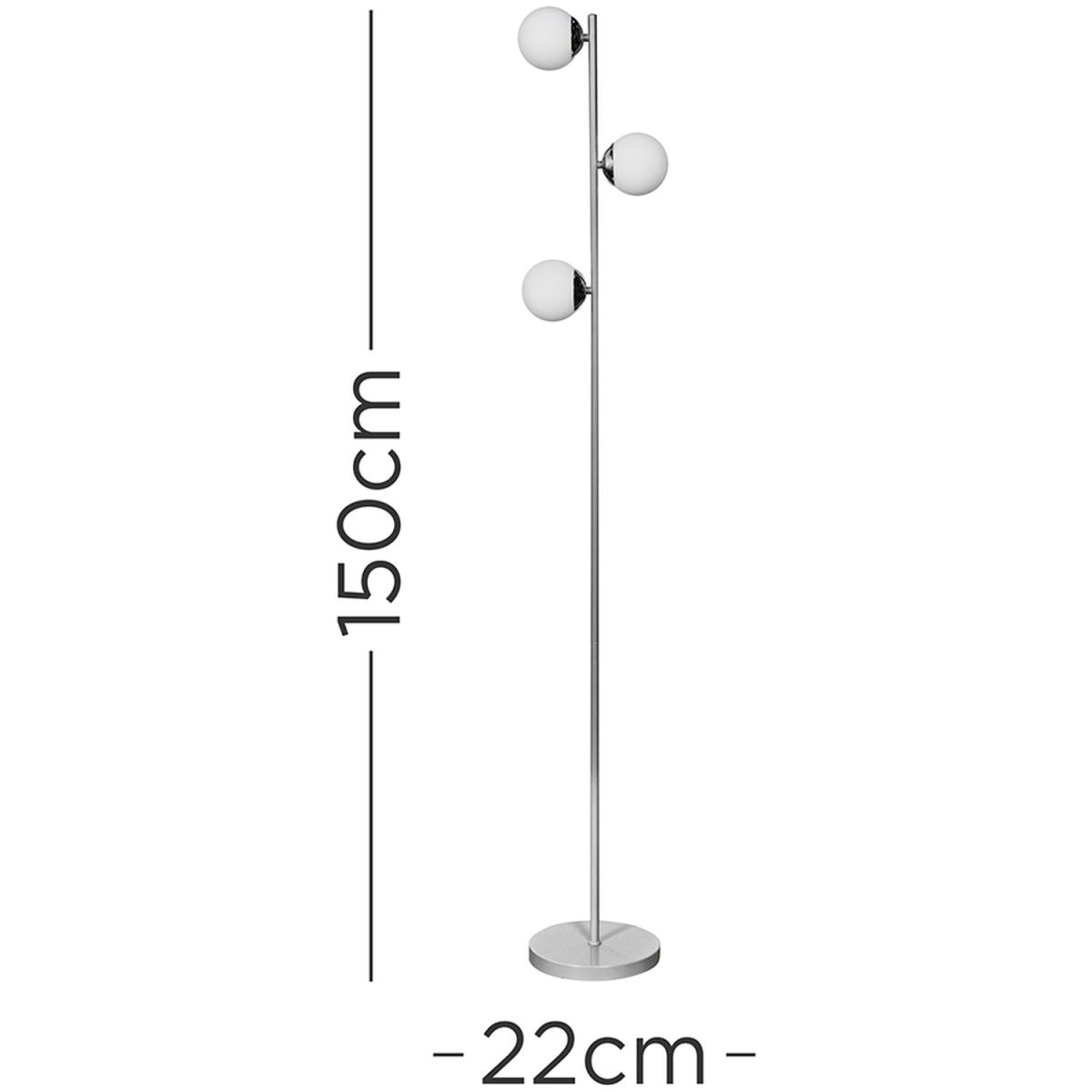 3 Way Single Stem Grey And Silver Chrome Standing Floor Lamp With Glass Shades - Grey – image 5