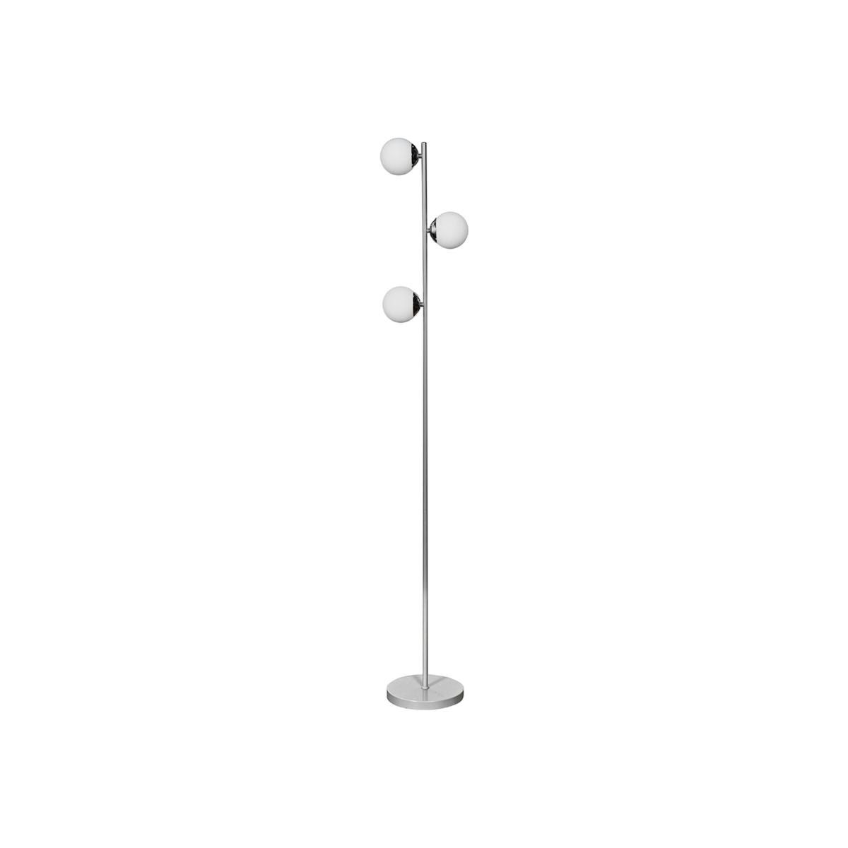 3 Way Single Stem Grey And Silver Chrome Standing Floor Lamp With Glass Shades - Grey – image 1