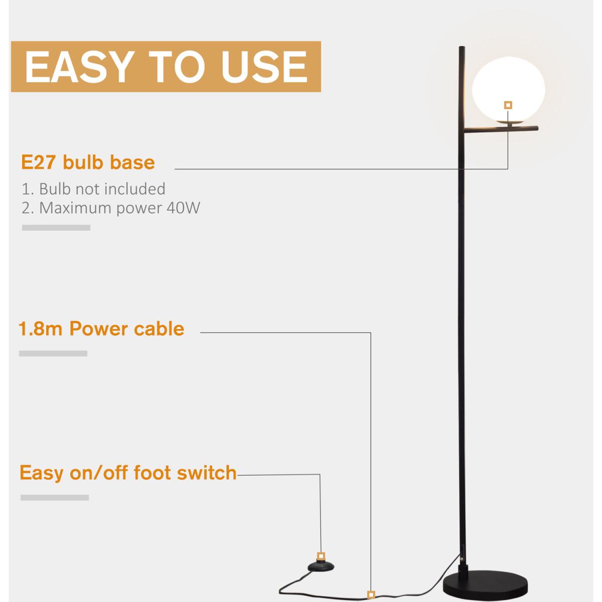 Unique Standing Modern Floor Lamp with Pedal Switch - Black – image 5