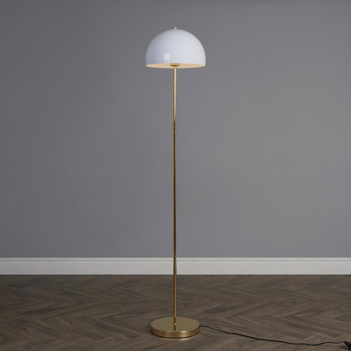 Contemporary Gold And White Dome Floor Lamp - Gold – image 3