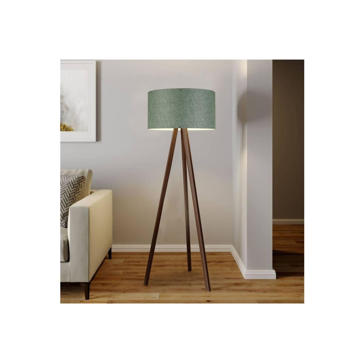 Green Shade Tripod Floor Lamp - Green & Walnut – image 1