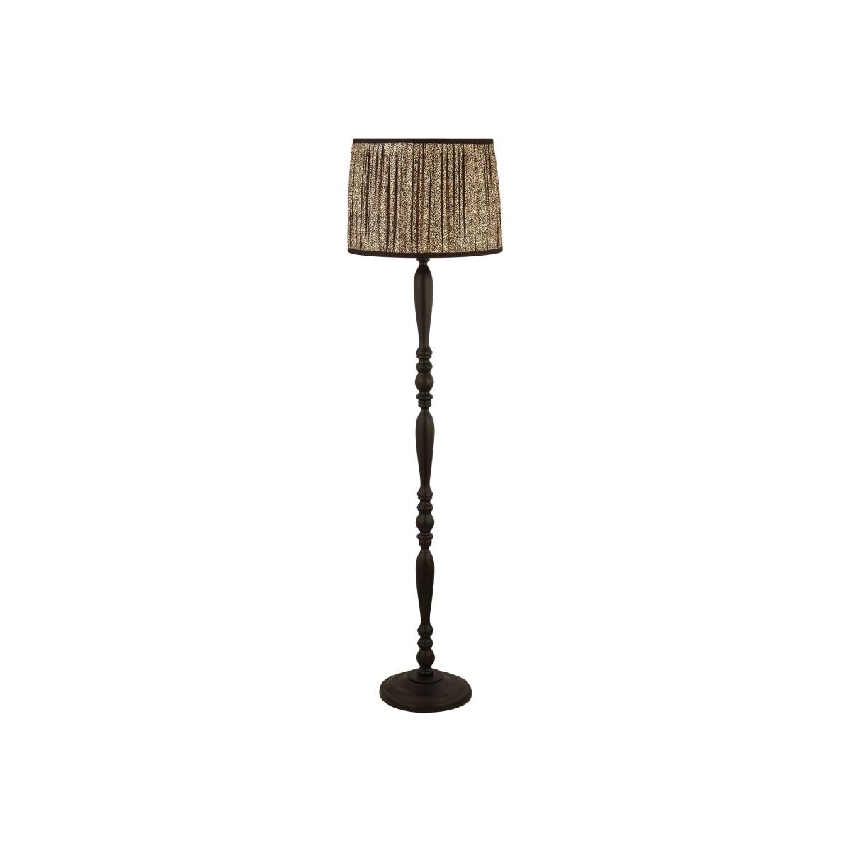 Spindle Frame floor Lamp with Leopard Pattern Shade - Black