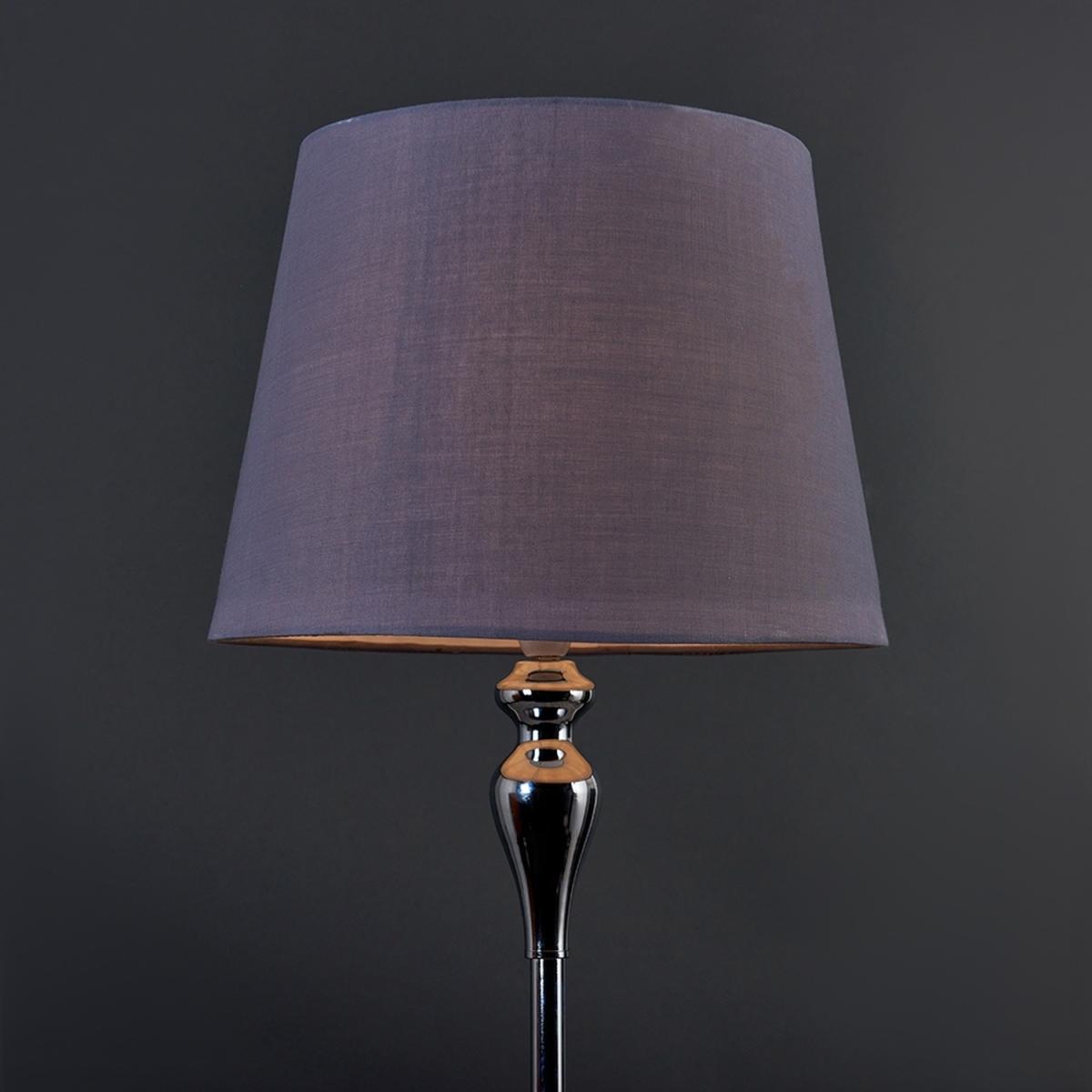 Modern Polished Chrome Spindle Design Floor Lamp With Grey Shade - Silver – image 3