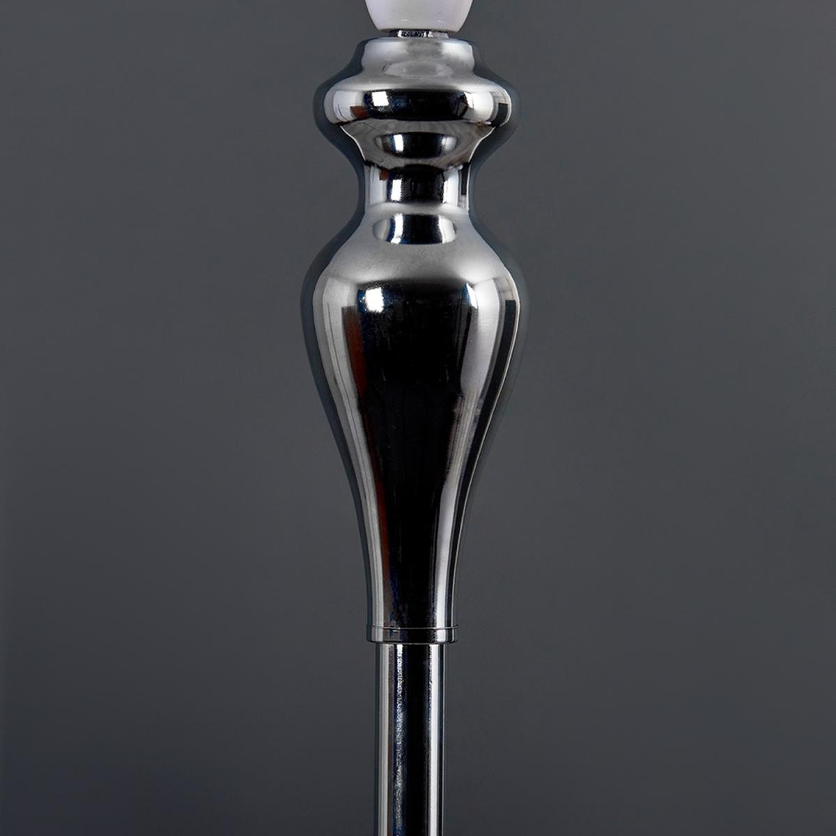 Modern Polished Chrome Spindle Design Floor Lamp With Grey Shade - Silver – image 4