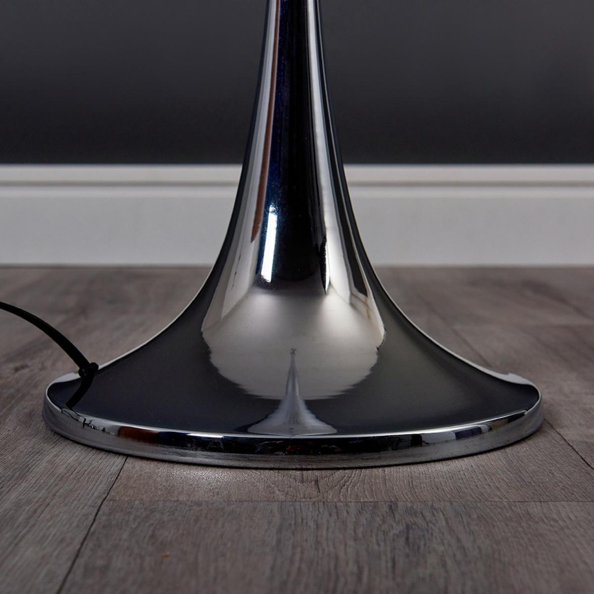 Modern Polished Chrome Spindle Design Floor Lamp With Grey Shade - Silver – image 5