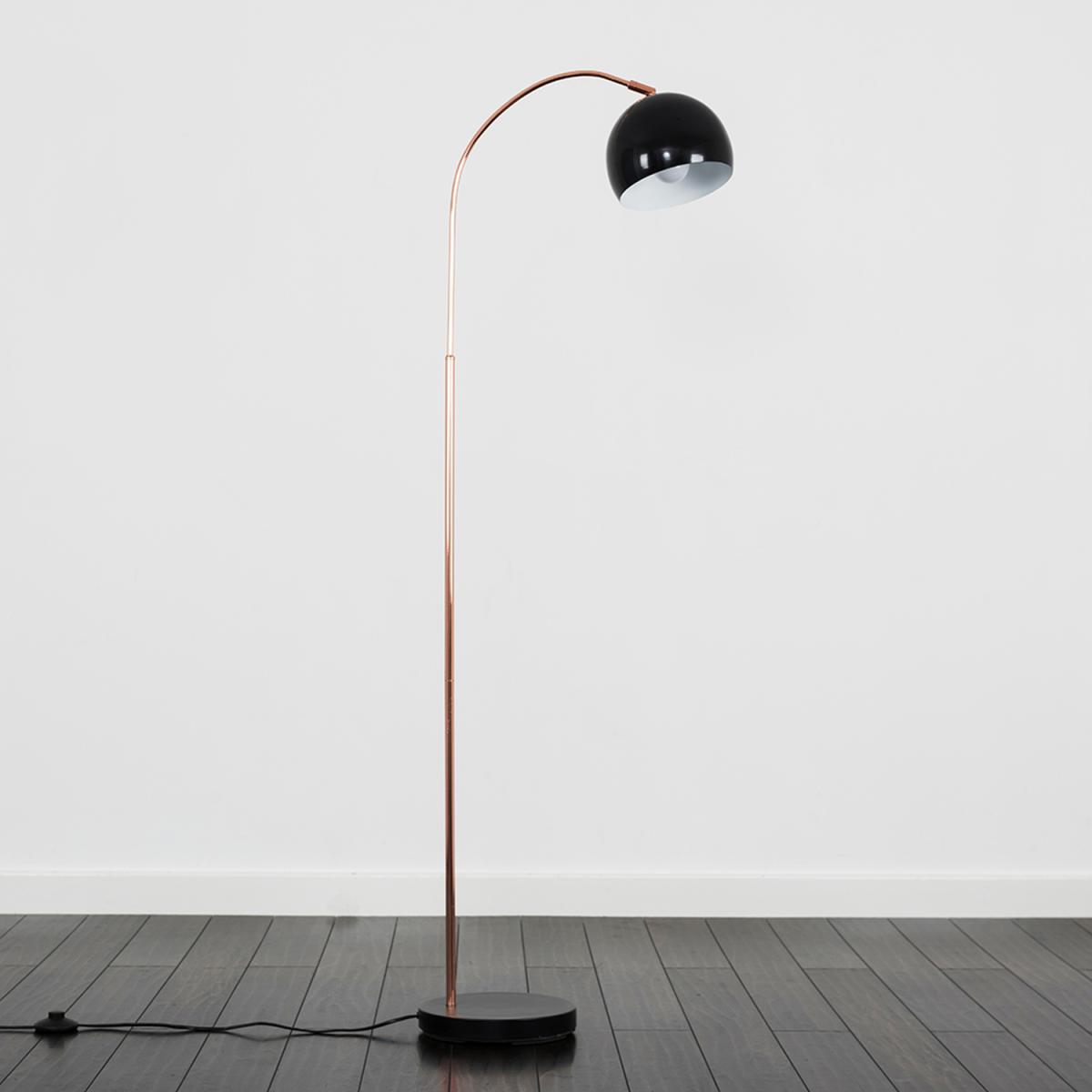 Modern Style Copper Black Curved Stem Floor Lamp With Black Dome Shade - Copper – image 2