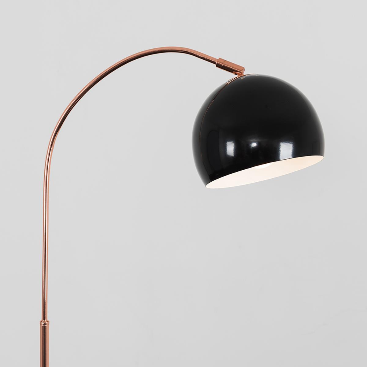 Modern Style Copper Black Curved Stem Floor Lamp With Black Dome Shade - Copper – image 3