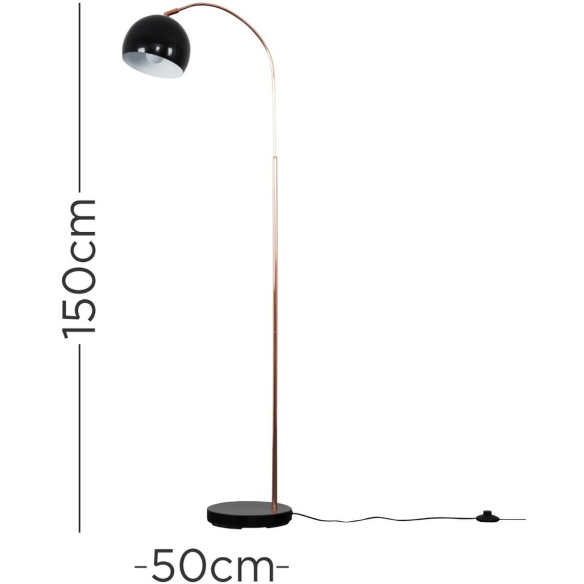 Modern Style Copper Black Curved Stem Floor Lamp With Black Dome Shade - Copper – image 6