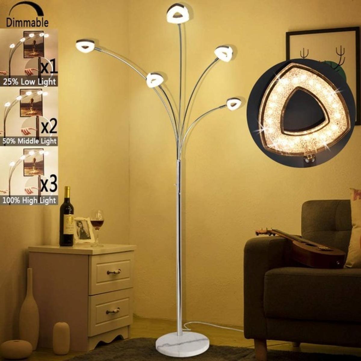 Modern Dimmable Reading Standing Rotatable LED Floor Lamp - Silver
