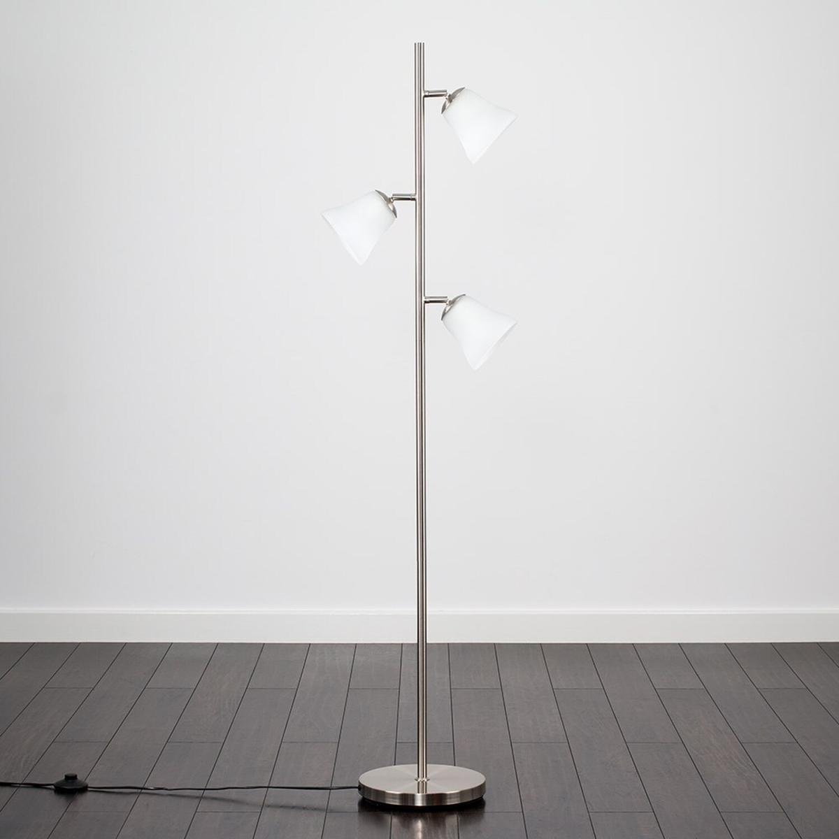 Elliott Silver Floor Lamp With 3 Bell Frosted Shades - Silver – image 3