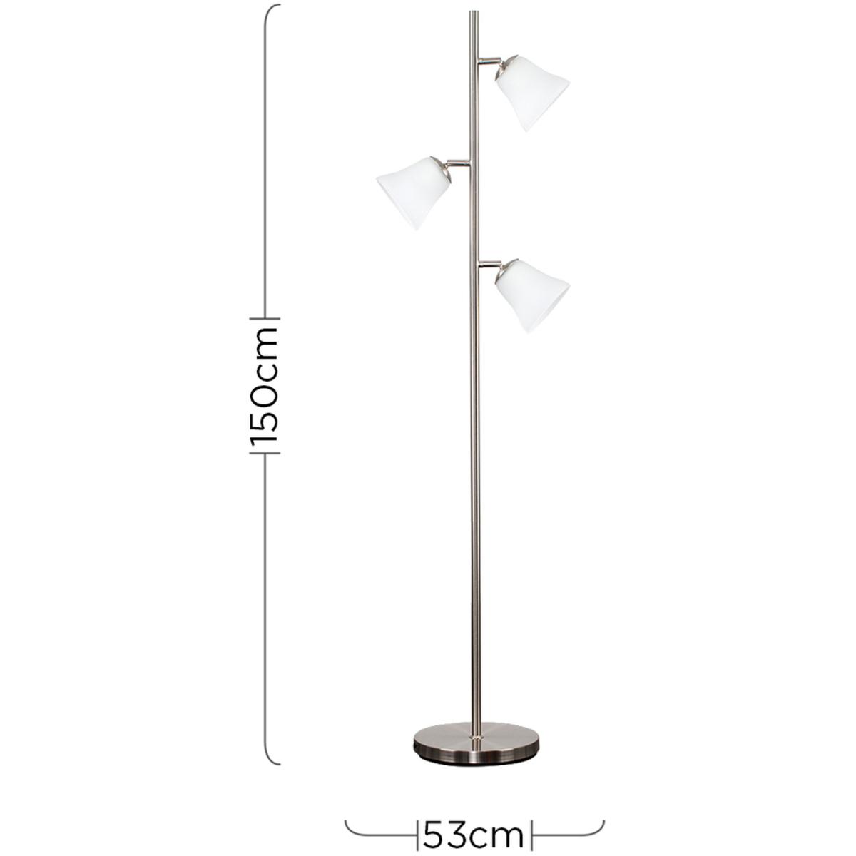 Elliott Silver Floor Lamp With 3 Bell Frosted Shades - Silver – image 7