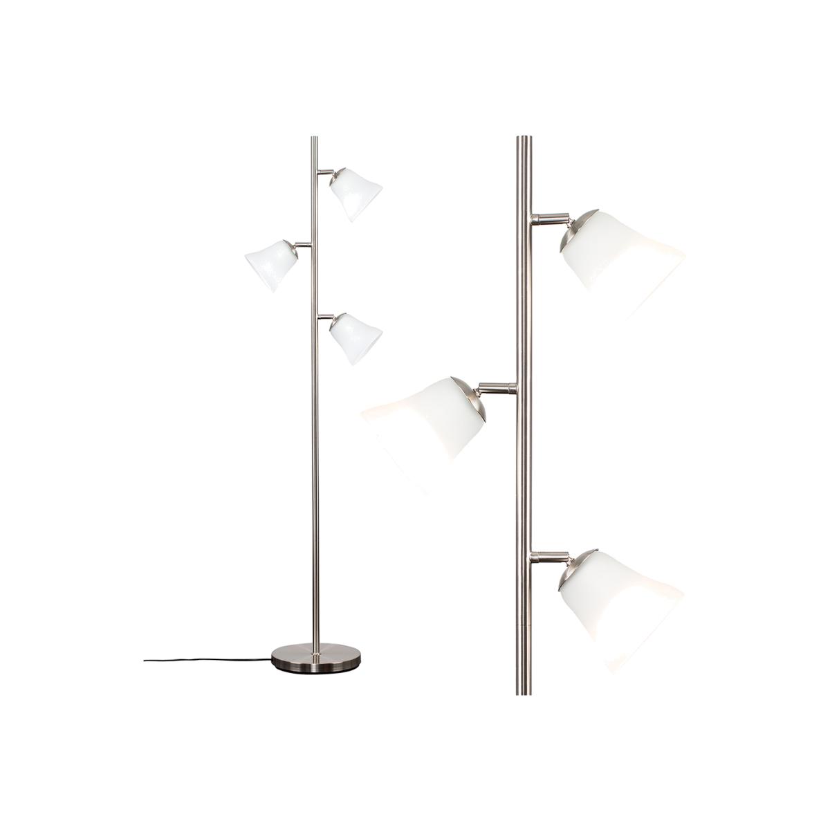 Elliott Silver Floor Lamp With 3 Bell Frosted Shades - Silver – image 1
