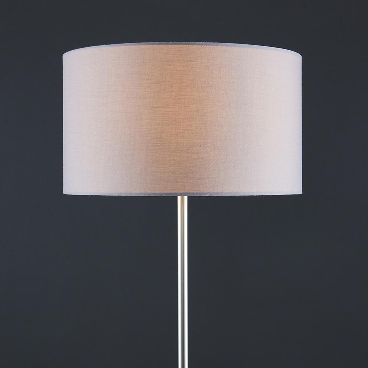 Modern Floor Lamp In Brushed Chrome Metal Finish With Large Grey Drum Shade - Brushed Chrome – image 3