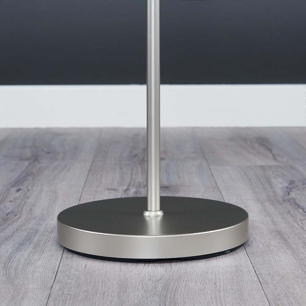 Modern Floor Lamp In Brushed Chrome Metal Finish With Large Grey Drum Shade - Brushed Chrome – image 4