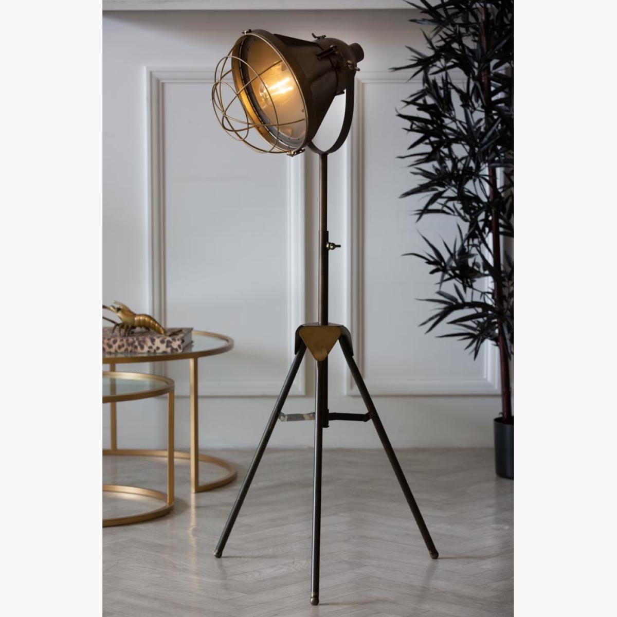 Industrial-Style Battery Powered Tripod Floor Lamp – image 1