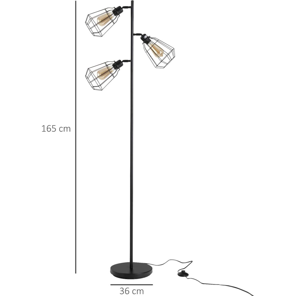 Industrial Steel Birdcage Floor Lamp - Black – image 14