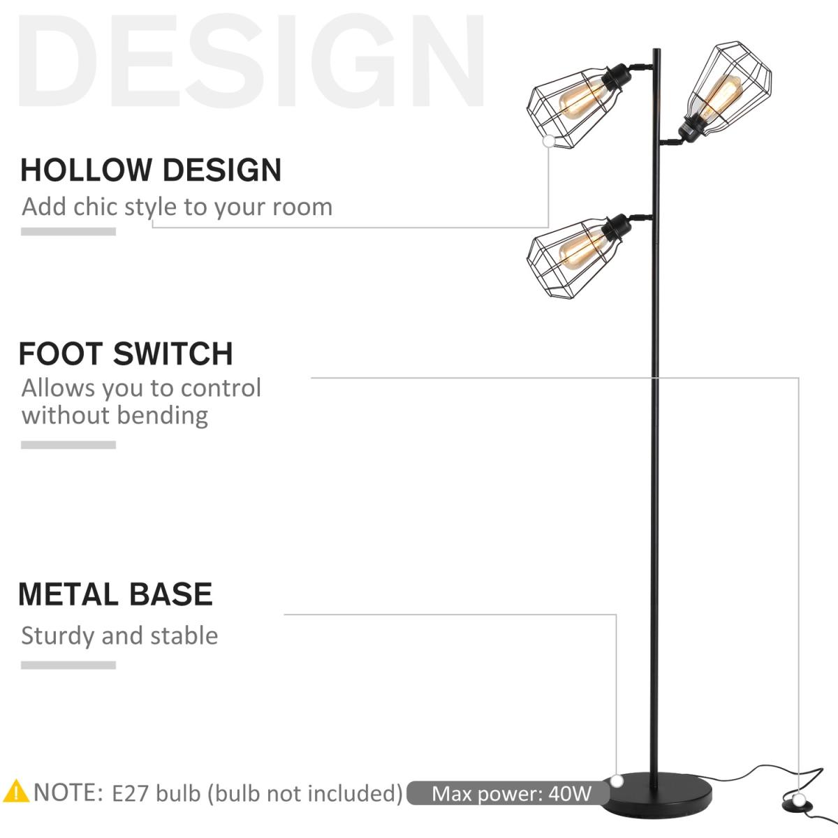 Industrial Steel Birdcage Floor Lamp - Black – image 15