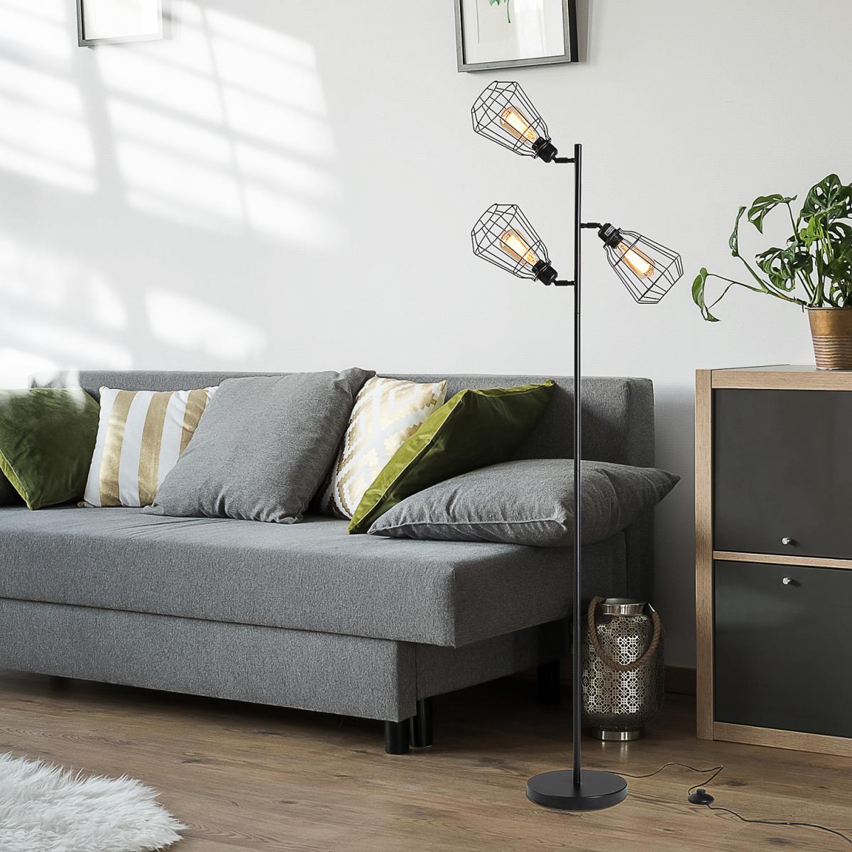 Industrial Steel Birdcage Floor Lamp - Black – image 1