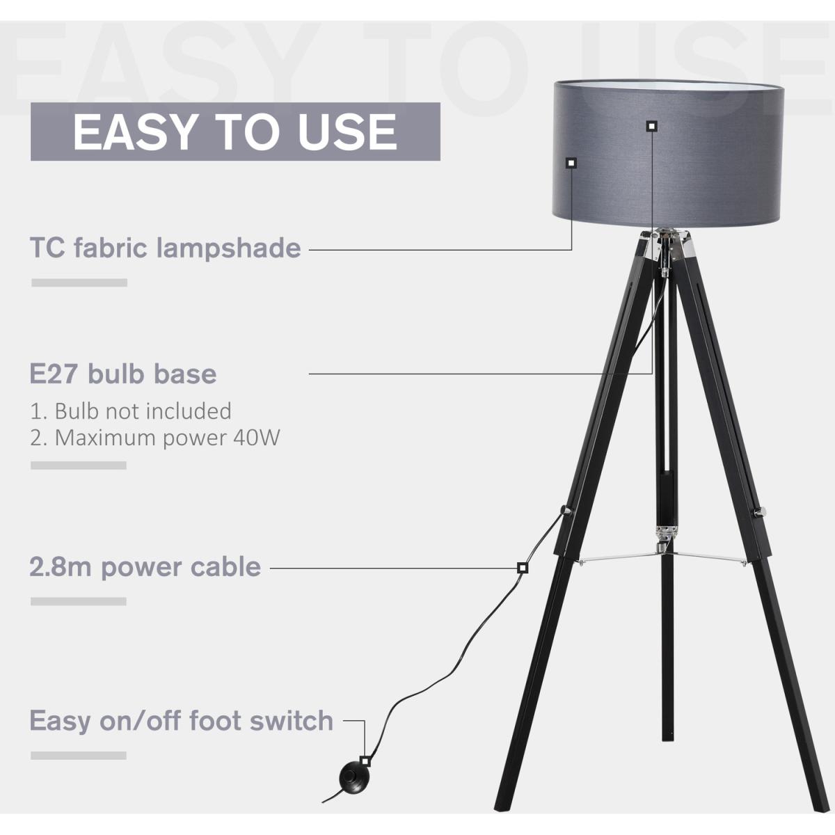Tripod Stand Floor Lamp - Grey and Black – image 5