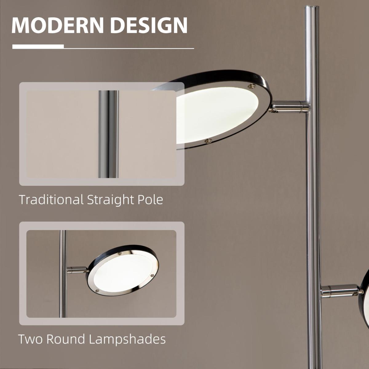 Adjustable Head 2-Light LED Floor Lamps for Living Room Bedroom Chrome - Chrome – image 2