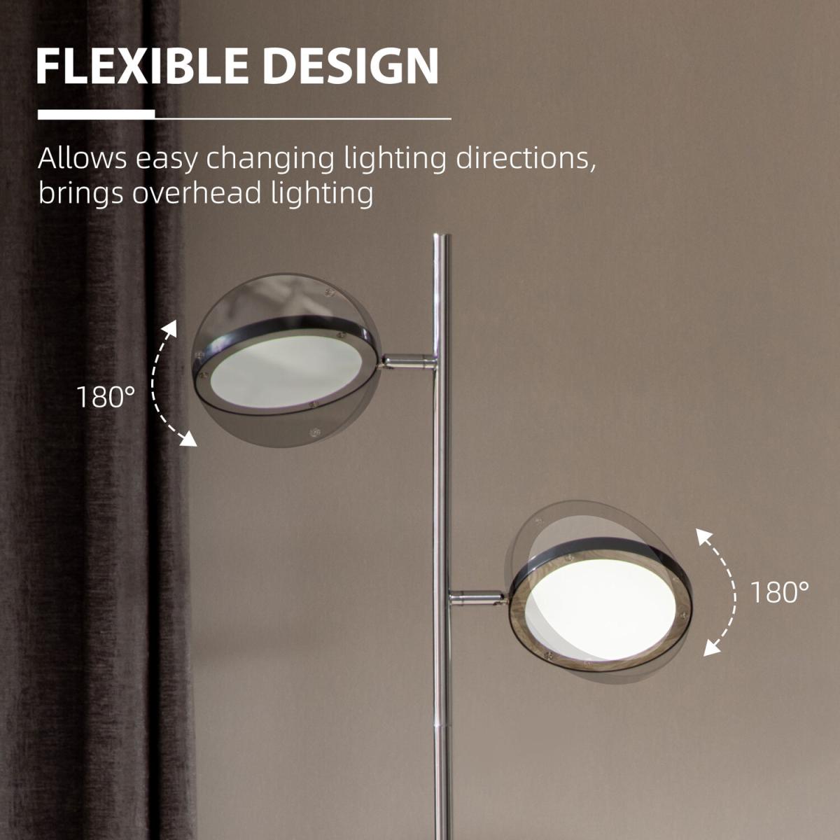 Adjustable Head 2-Light LED Floor Lamps for Living Room Bedroom Chrome - Chrome – image 3