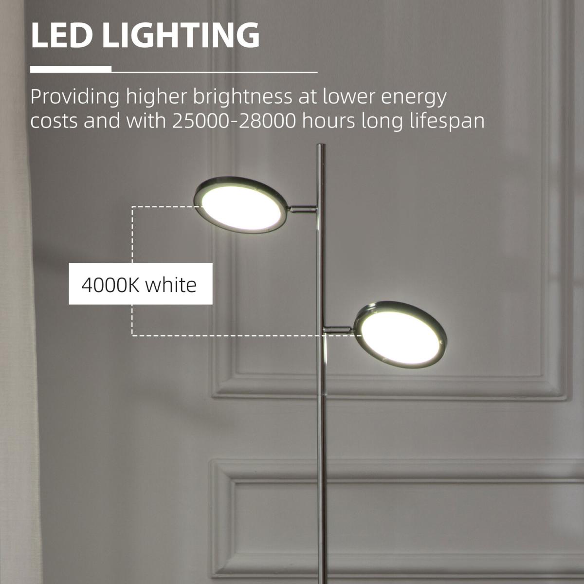Adjustable Head 2-Light LED Floor Lamps for Living Room Bedroom Chrome - Chrome – image 4