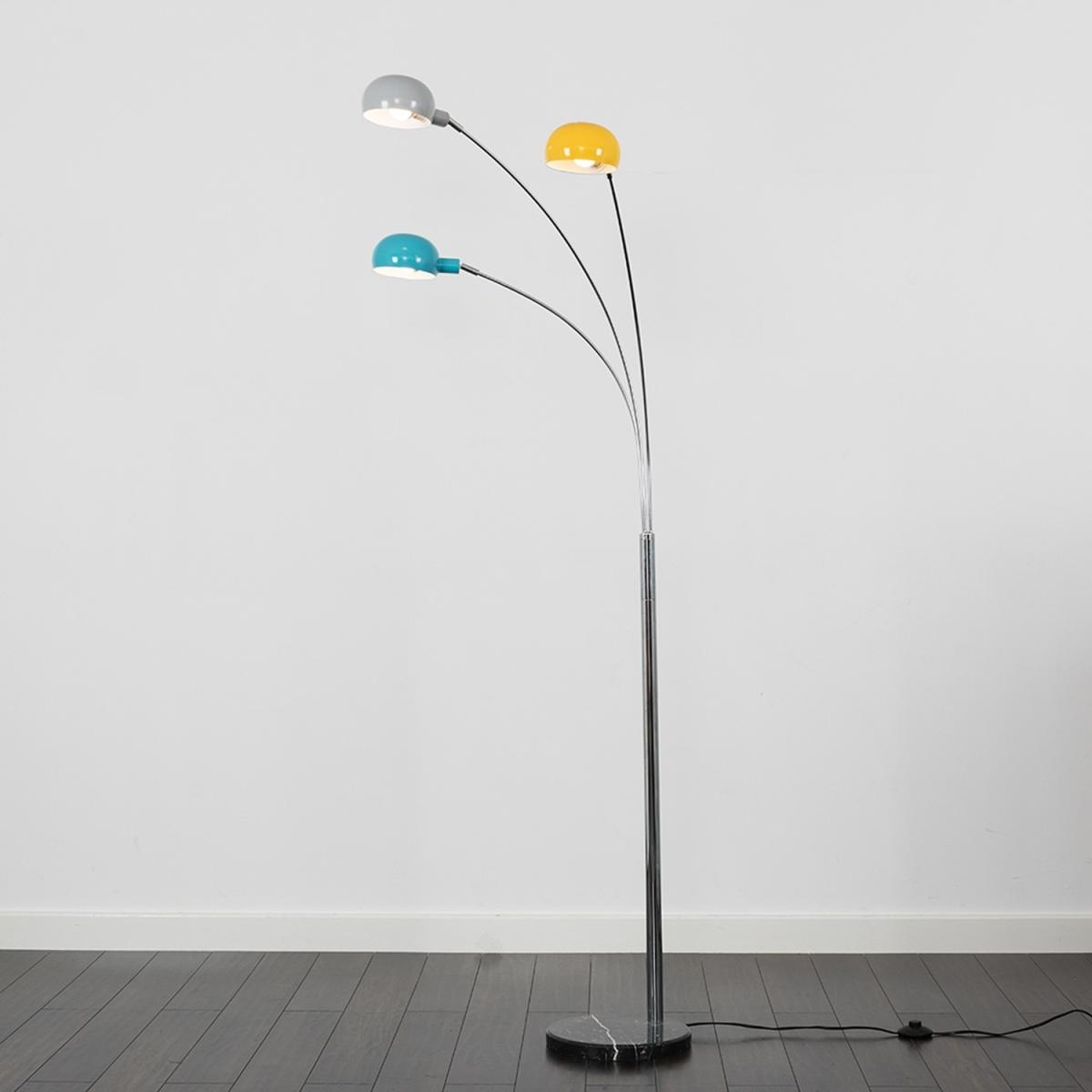 Curva 3 Way Chrome Floor Lamp With Multi Coloured Shades - Silver – image 2