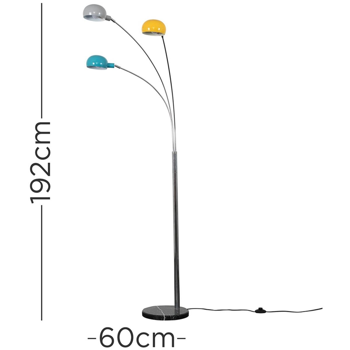 Curva 3 Way Chrome Floor Lamp With Multi Coloured Shades - Silver – image 5