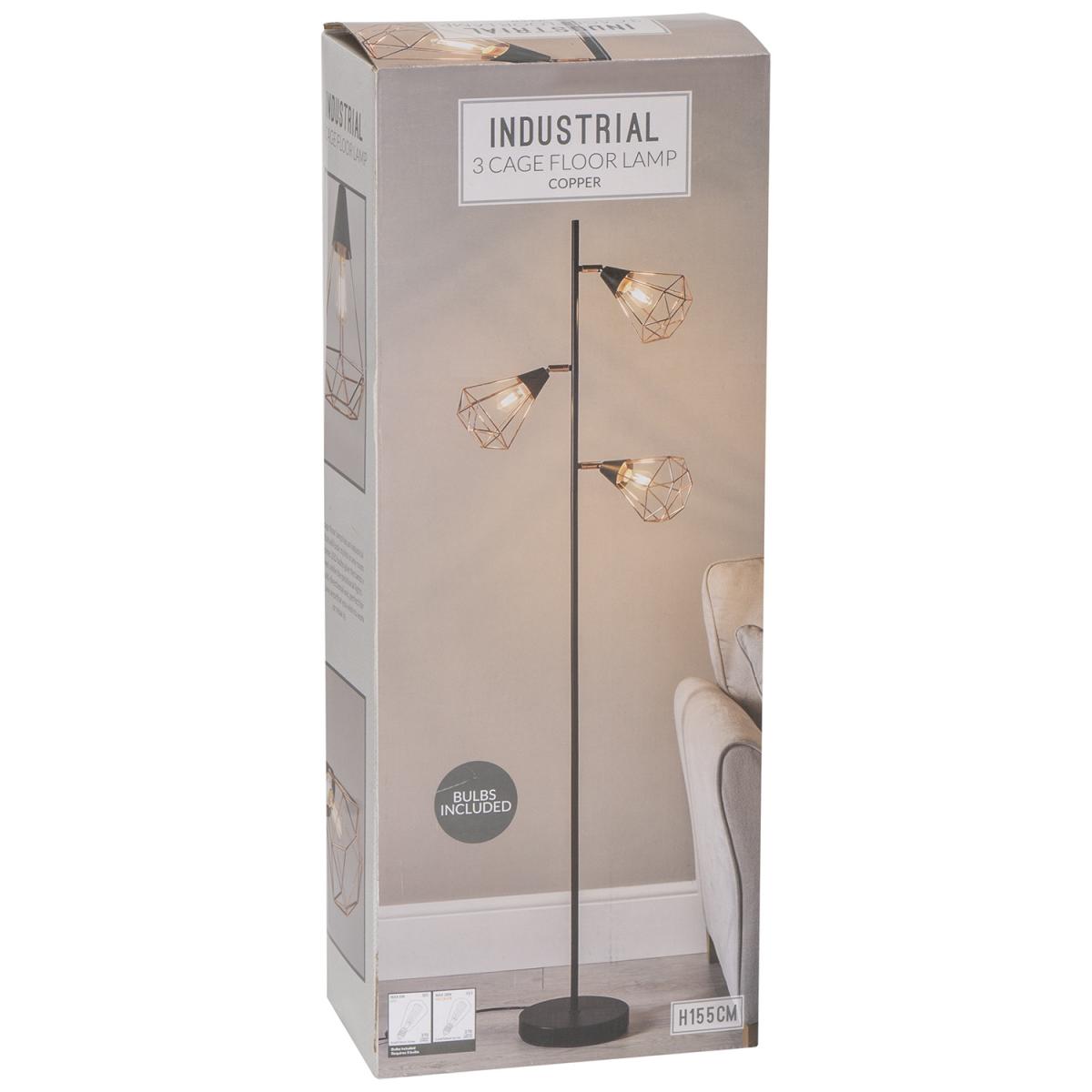 Industrial Copper 3 Cage Floor Lamp – image 4