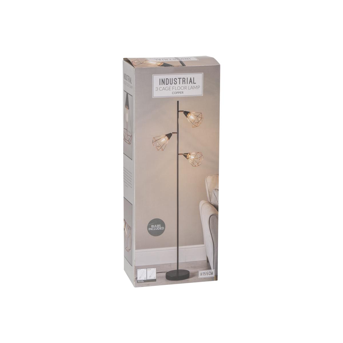 Industrial Copper 3 Cage Floor Lamp – image 1