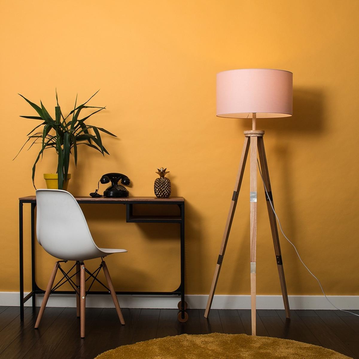 Large Modern Light Wood And Metal Tripod Design Floor Lamp Base - Brown – image 2